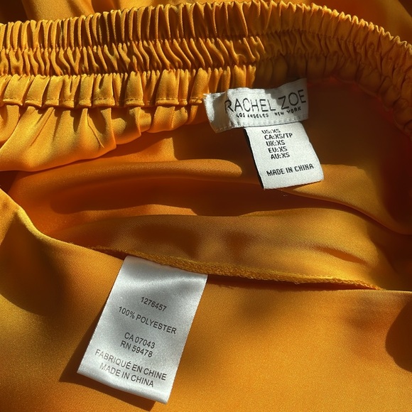 💛RACHEL ZOE gold/mustard cocktail fringe satin skirt w/left side split Size xs - Picture 15 of 15